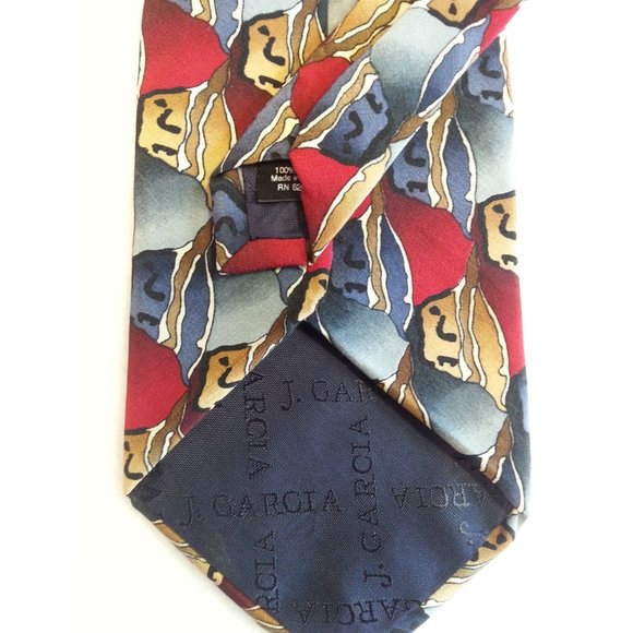J. Garcia Men's Neck tie Silk abstract red gray brown - Picture 4 of 8